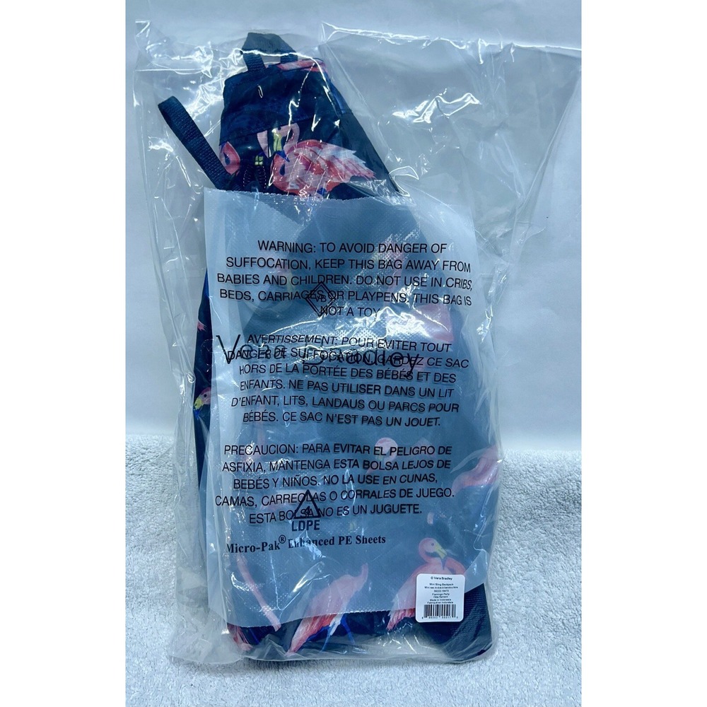 Vera Bradley Blue Pink Flamingo Party Mini Sling Backpack (JC) - Picture 7 of 8